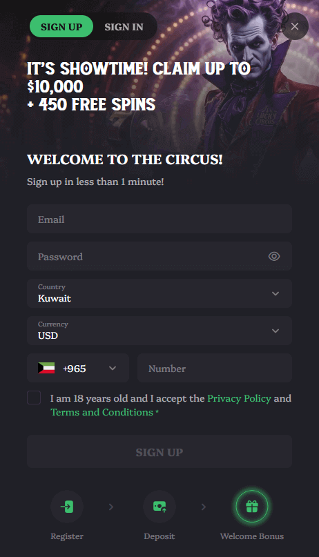 Luckycircus Casino Review - KWT Casinos - kuwaitCasino Review - registeration